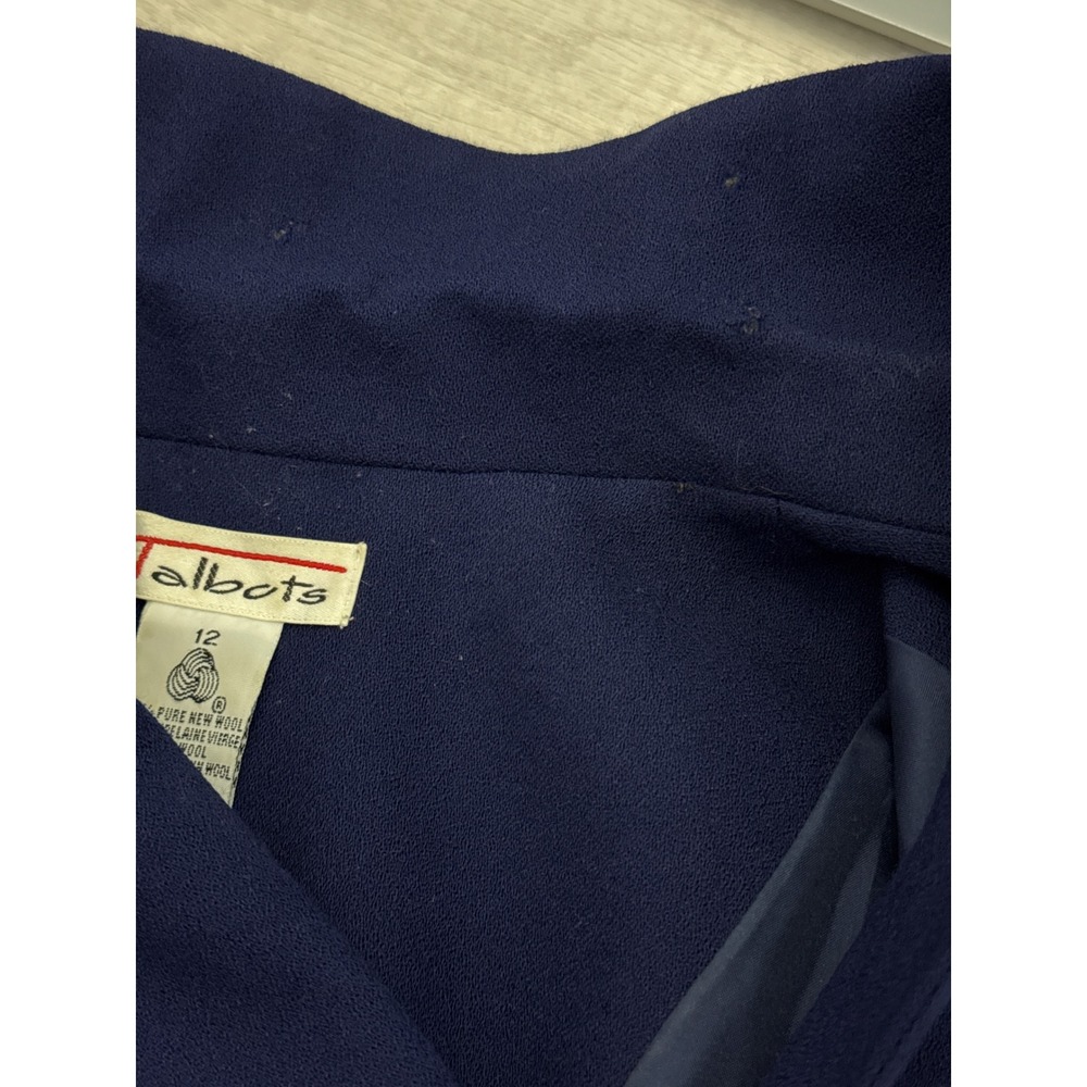 Vintage Talbots Navy Blue Wool Coat Dress Gold Buttons Size 12 Long Sleeve Midi - Picture 13 of 13